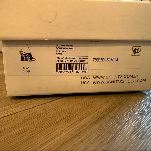 SCHUTZ Octavia Leather Wedge Sandals in Pearl. Size 6.5B. New with Tags. - Picture 8 of 8